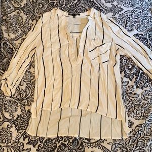 Black Striped Quarter Length Sleeve Blouse